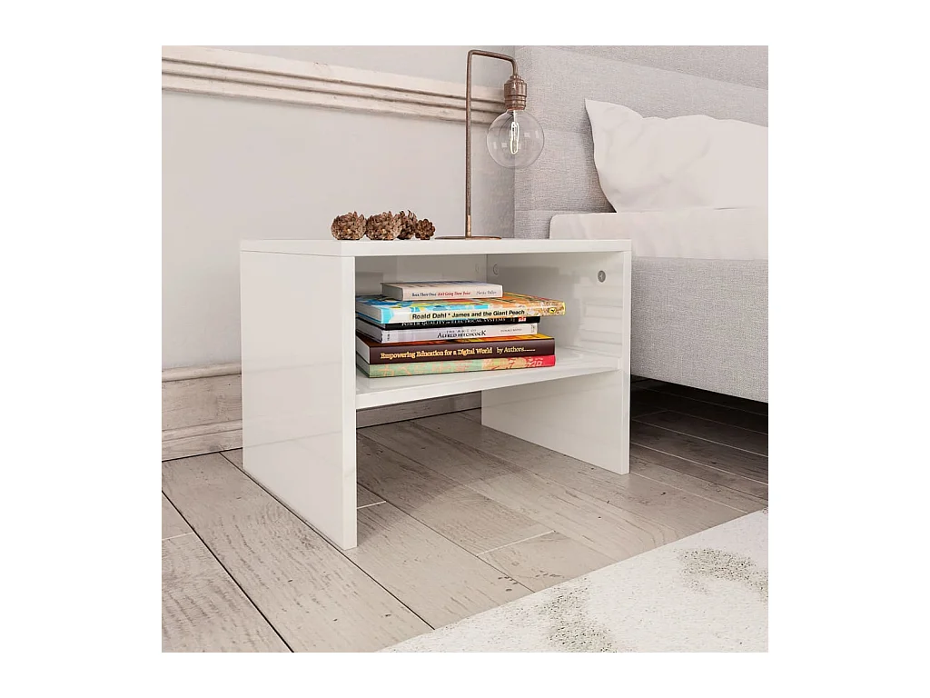 De Witt  Tables de chevet 2pcs Blanc brillant 40x30x30cm Bois ingénierie