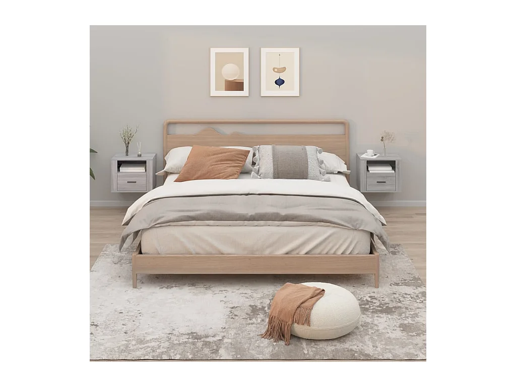 Pyren  Tables de chevet murales 2 pcs Sonoma gris 50x36x40 cm