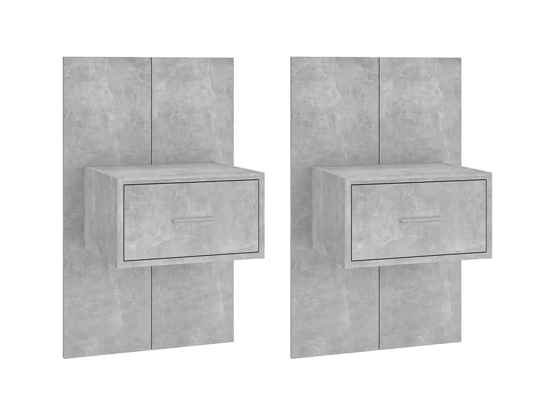 Saffira  Tables de chevet murales 2 pcs Gris béton