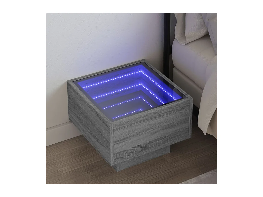 Myrla  Table de chevet avec LED infini sonoma gris 40x40x30 cm