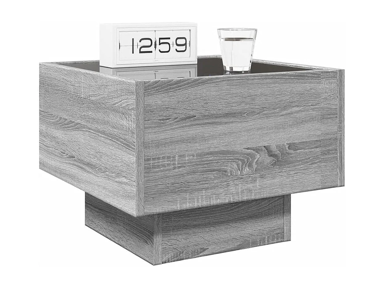 Myrla  Mesa de centro con  LED gris Sonoma 40x40x30 cm