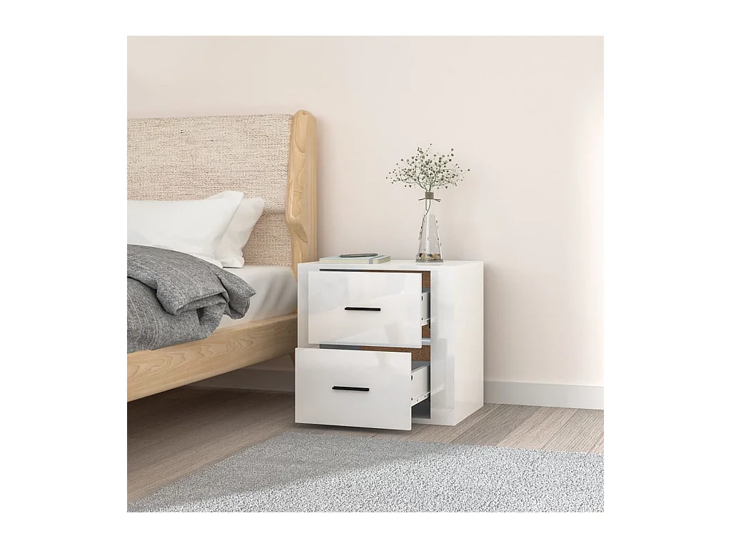 Goshen  Table de chevet murale Blanc brillant 50x36x47 cm