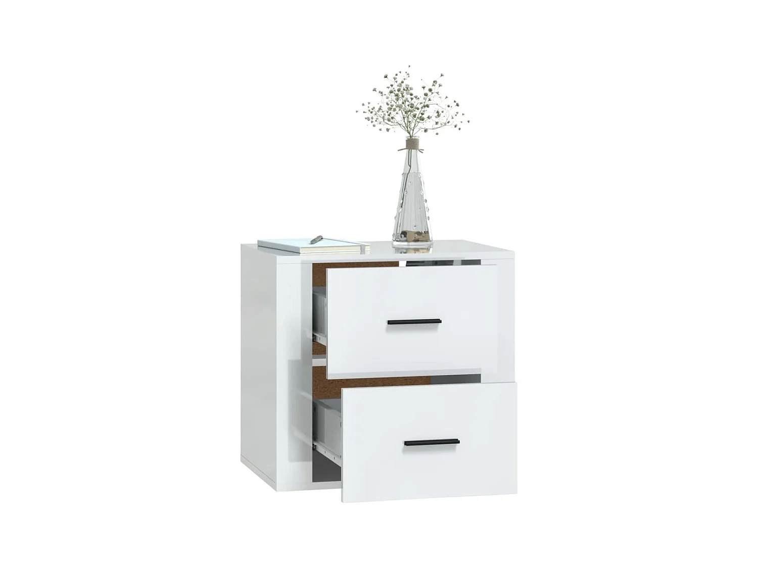 Goshen  Table de chevet murale Blanc brillant 50x36x47 cm