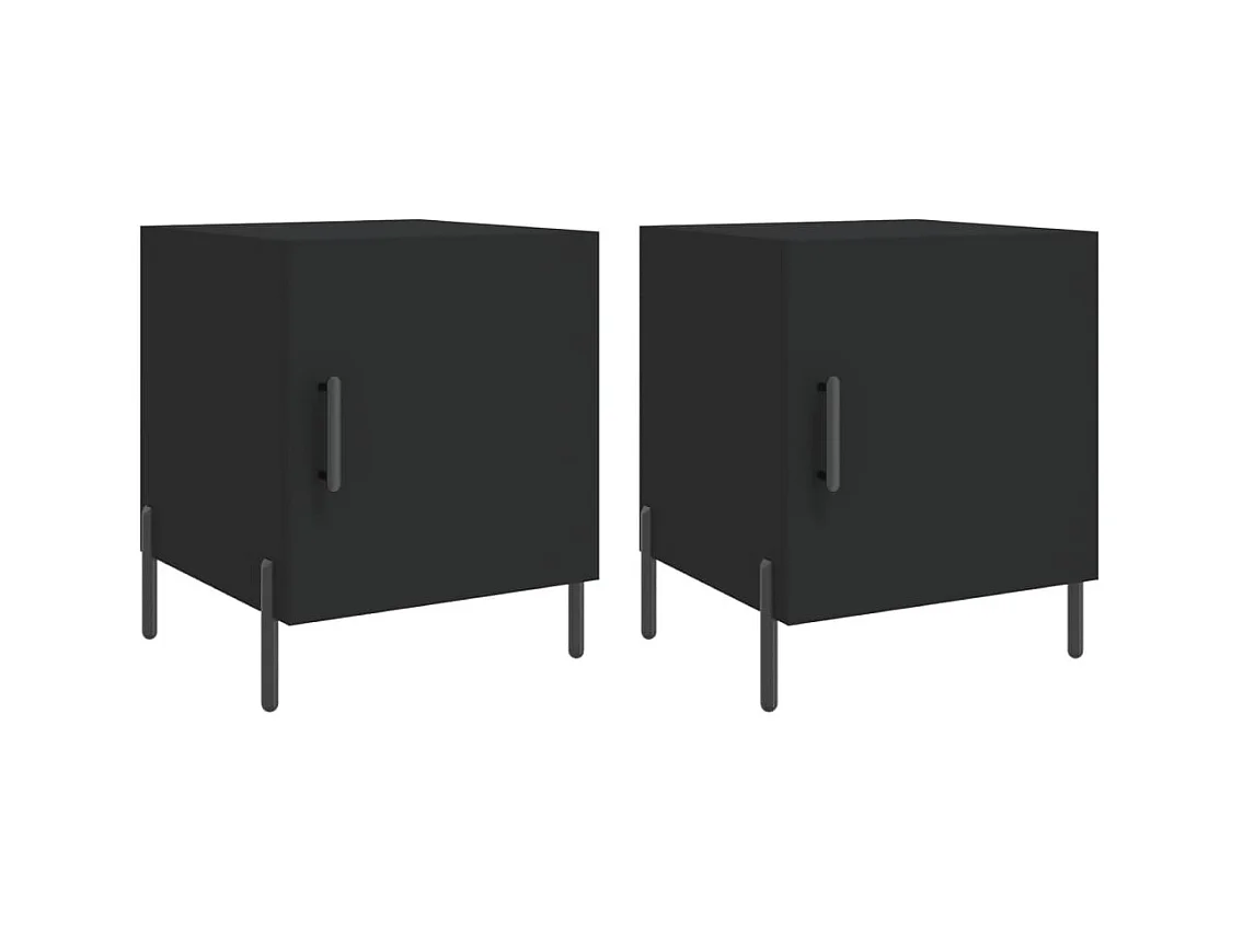 Sulva  Tables de chevet 2 pcs noir 40x40x50 cm bois d’ingénierie
