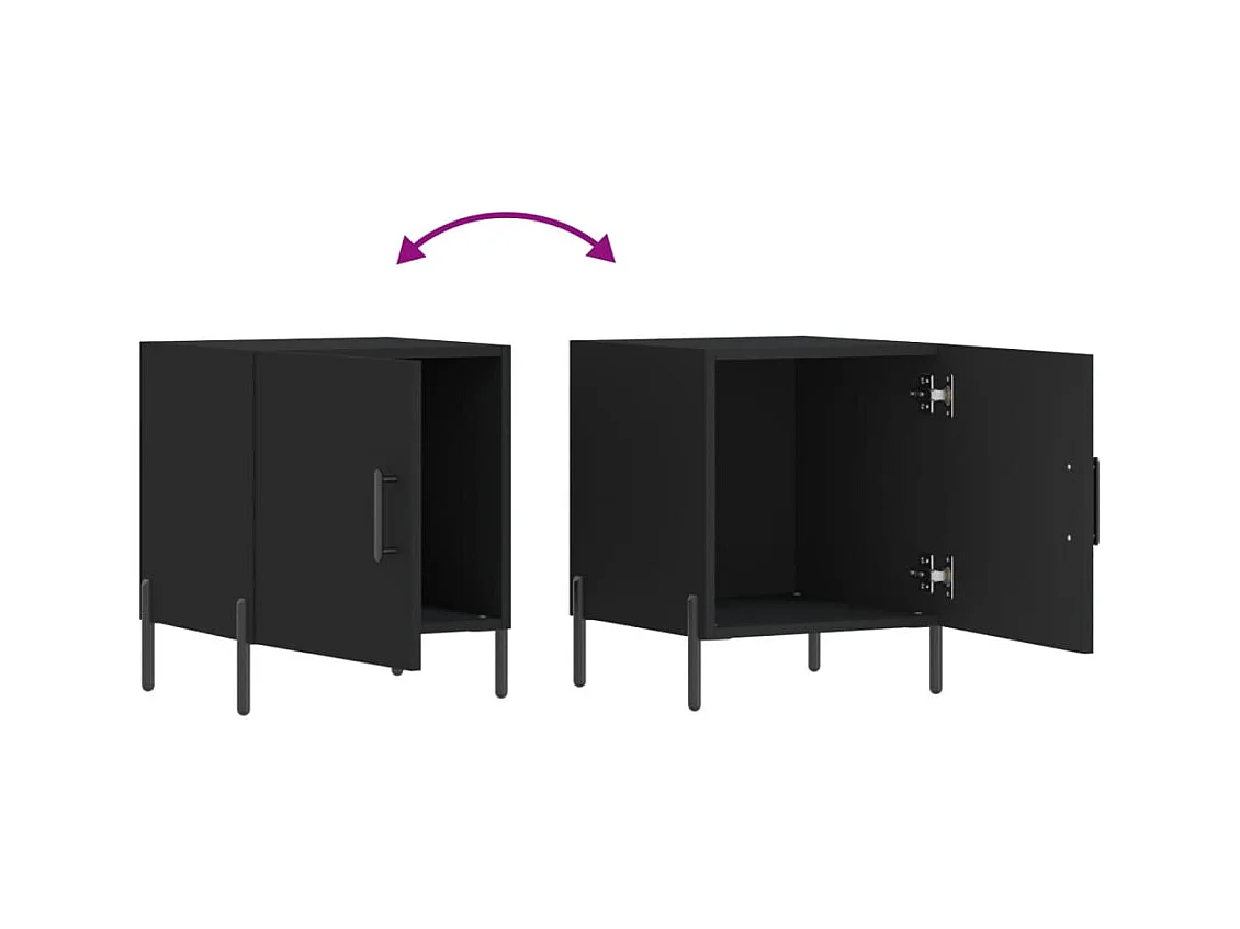 Sulva  Tables de chevet 2 pcs noir 40x40x50 cm bois d’ingénierie