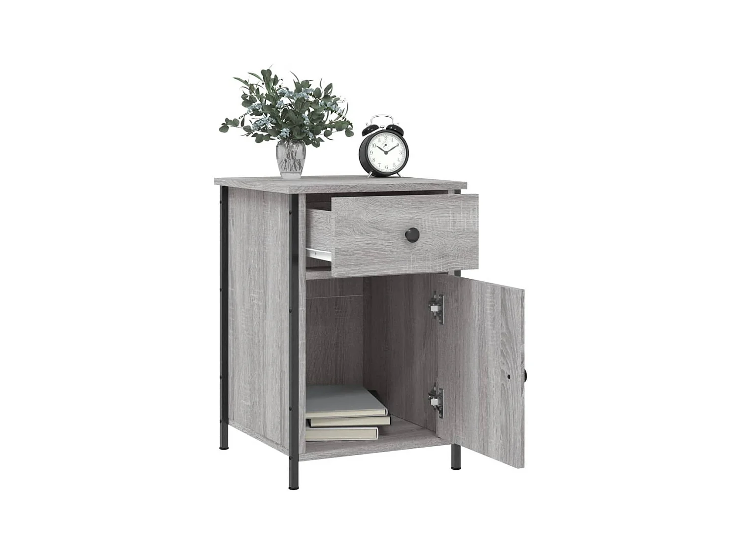 Qardir  Tables de chevet 2 pcs sonoma gris 40x42x60cm bois d'ingénierie