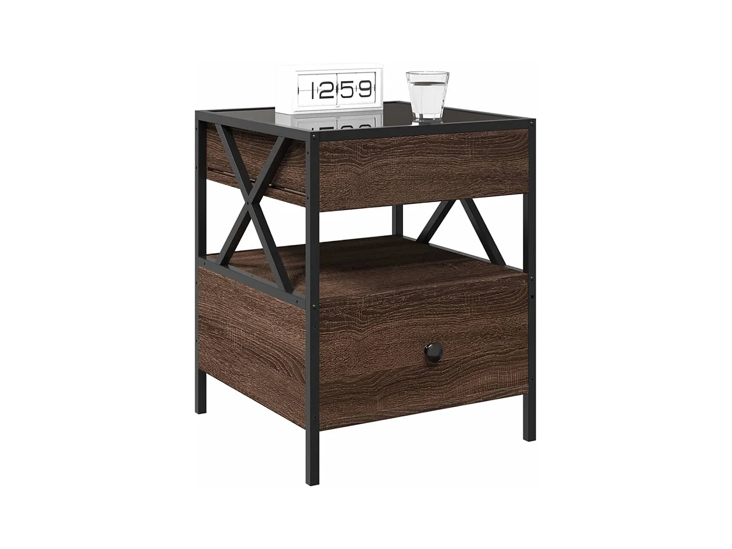 Amber Mae  Table de chevet avec LED infini chêne marron 40x40x51 cm