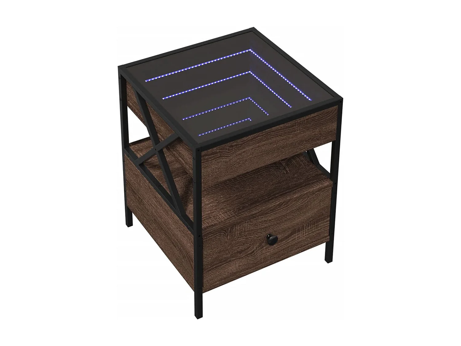 Amber Mae  Table de chevet avec LED infini chêne marron 40x40x51 cm