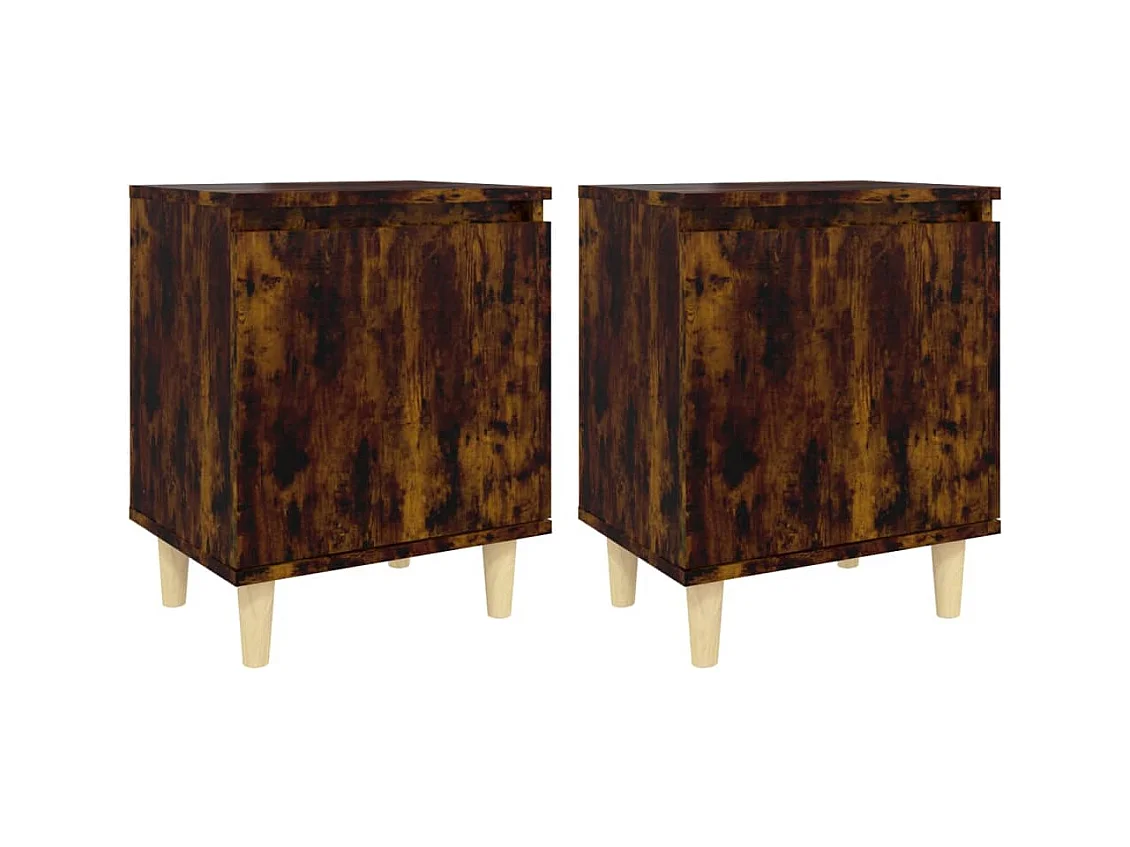 Zwolle  Tables de chevet et pieds en bois 2 pcs Chêne fumé 40x30x50 cm