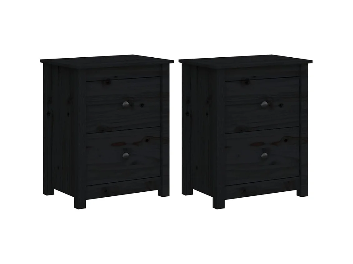 Älvängen  Tables de chevet 2 pcs Noir 50x35x61,5 cm Bois de pin massif