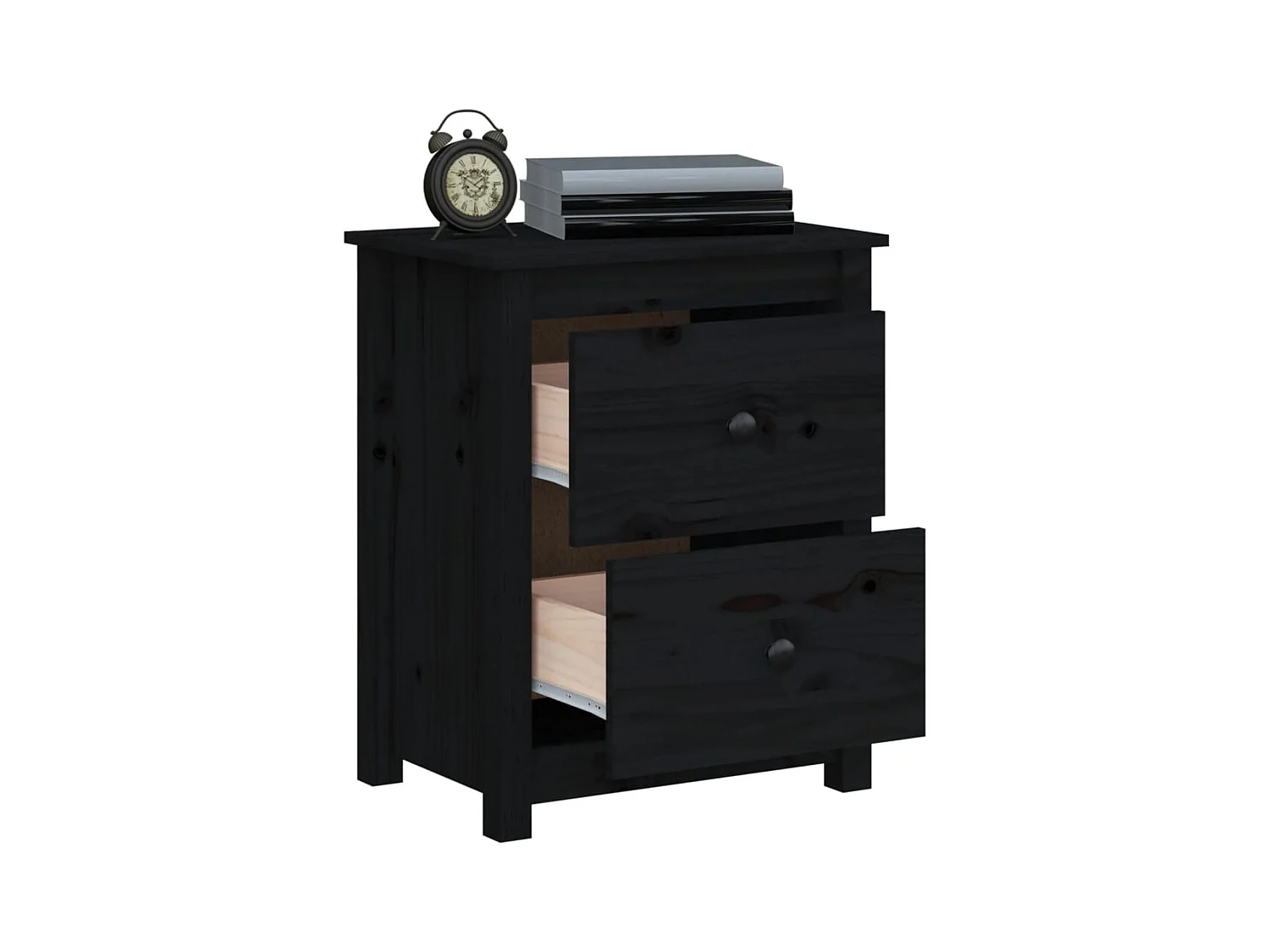 Älvängen  Tables de chevet 2 pcs Noir 50x35x61,5 cm Bois de pin massif