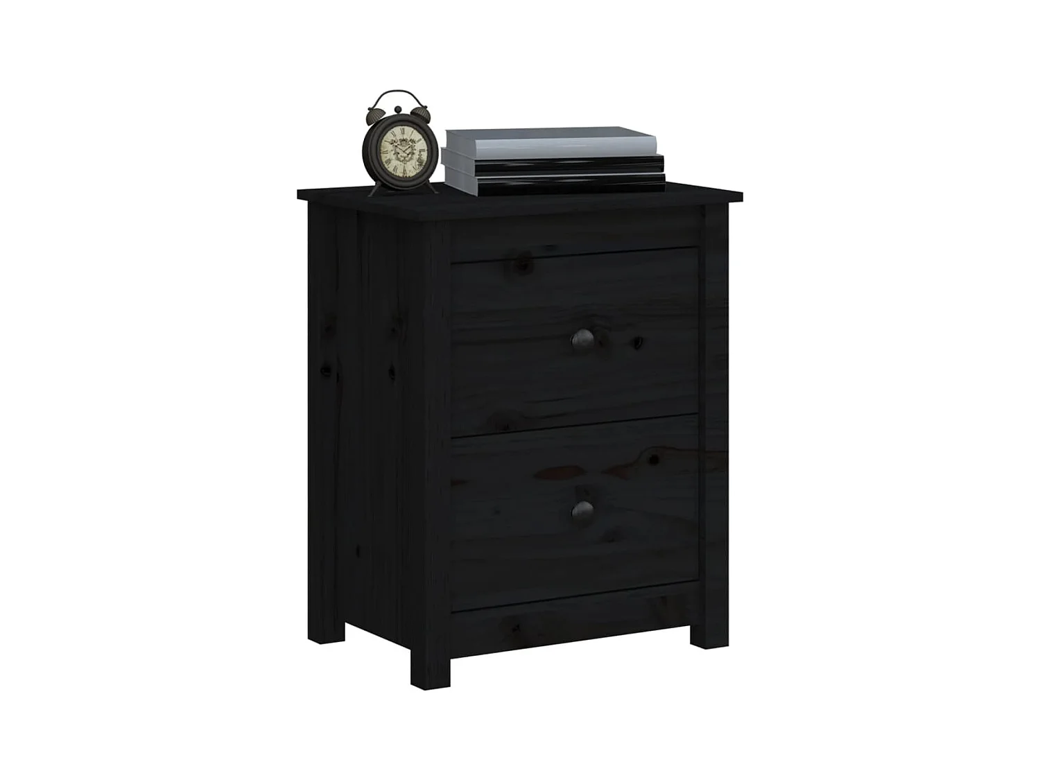 Älvängen  Tables de chevet 2 pcs Noir 50x35x61,5 cm Bois de pin massif