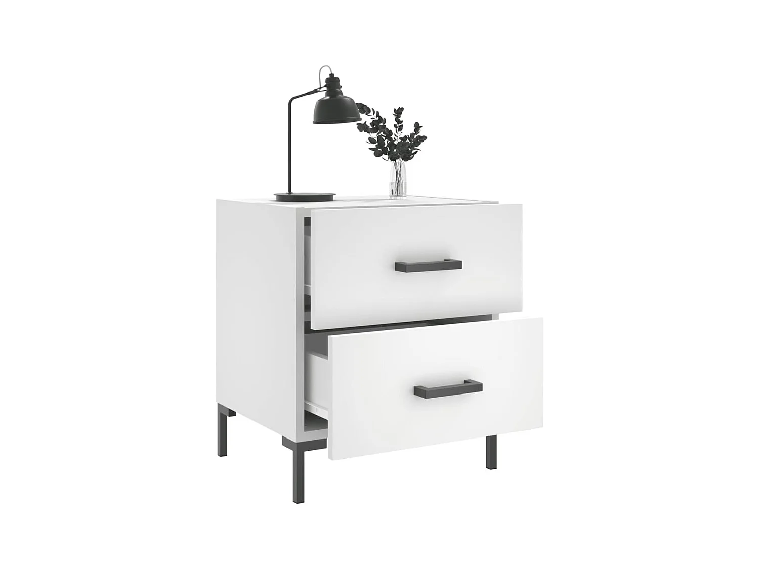 Myrion  Tables de chevet 2 pcs blanc 40x35x47,5 cm bois d’ingénierie