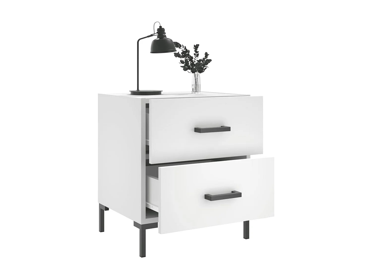 Myrion  Tables de chevet 2 pcs blanc 40x35x47,5 cm bois d’ingénierie