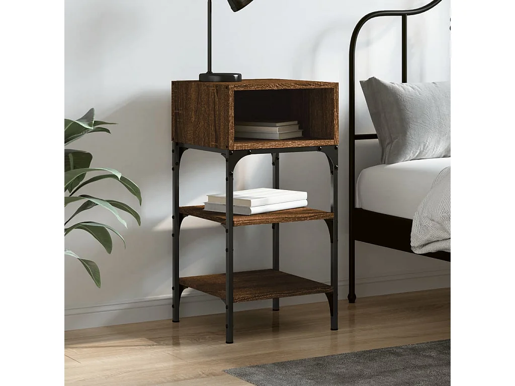 Walo  Table de chevet chêne marron 35x34,5x70 cm bois d'ingénierie