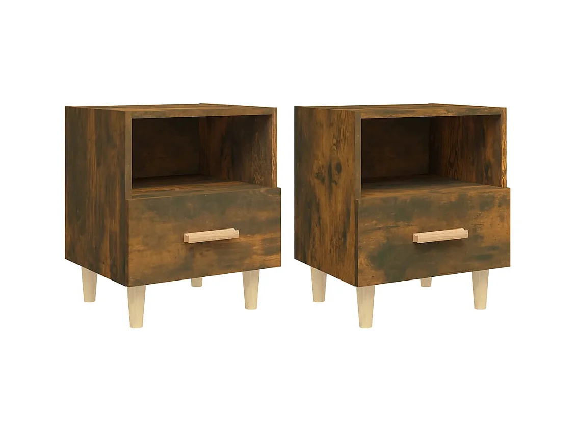 Nieuw-Beijerland  Tables de chevet 2 pcs Chêne fumé 40x35x47 cm