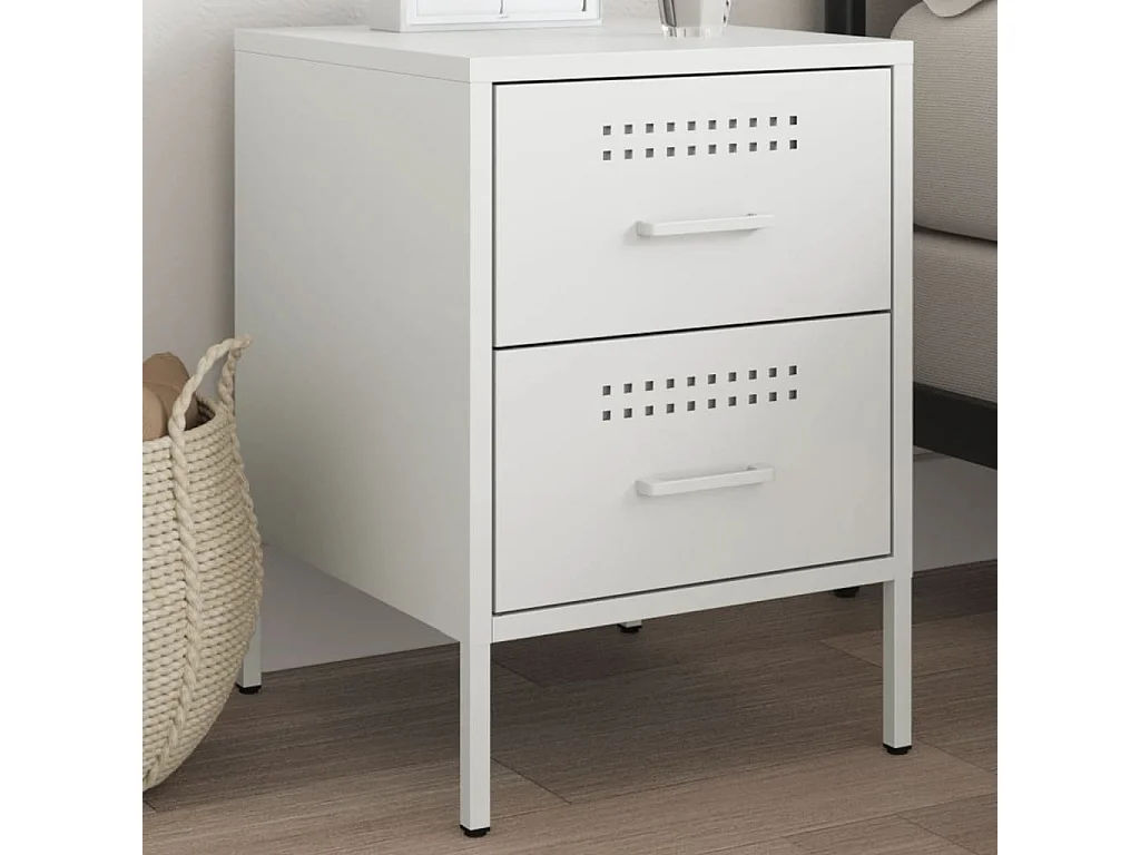 Lucille  Table de chevet blanc 36x39x50,5 cm acier