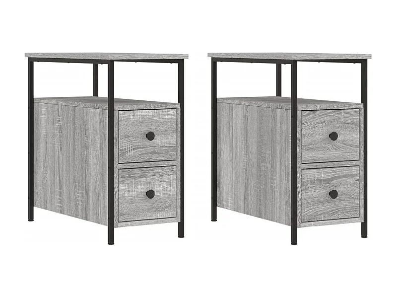 Chase City  Mesitas noche 2 uds madera ingeniería gris Sonoma 30x60x60 cm