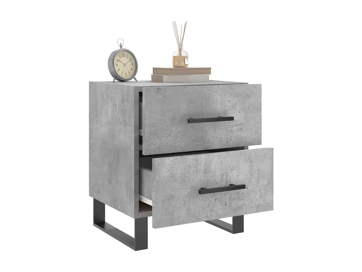 Cennet  Table de chevet gris béton 40x35x47,5 cm bois d’ingénierie