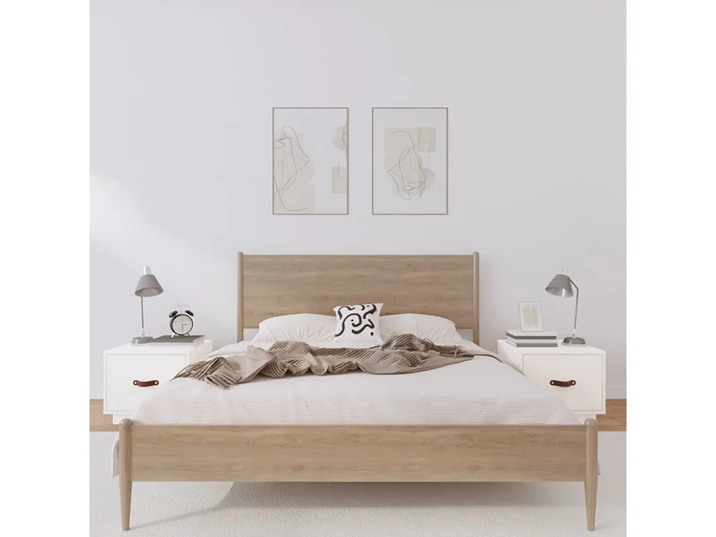 Ballston Lake  Tables de chevet 2 pcs Blanc 40x34x35 cm Bois de pin massif