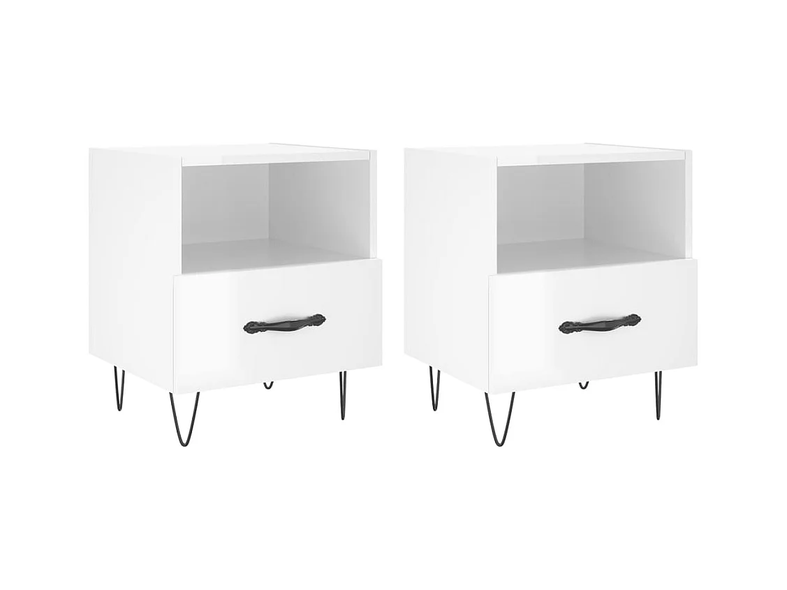 Joshua Tree  Tables de chevet 2 pcs blanc brillant 40x35x47,5 cm