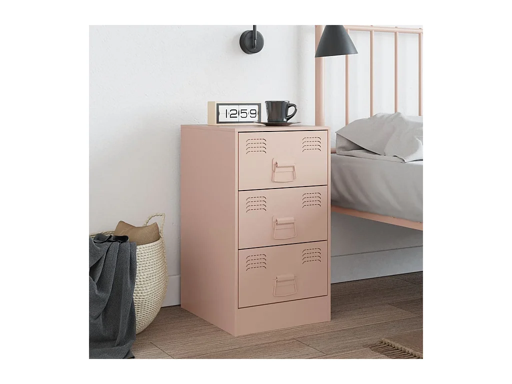 Hereford  Table de chevet rose 34,5x39x62 cm acier