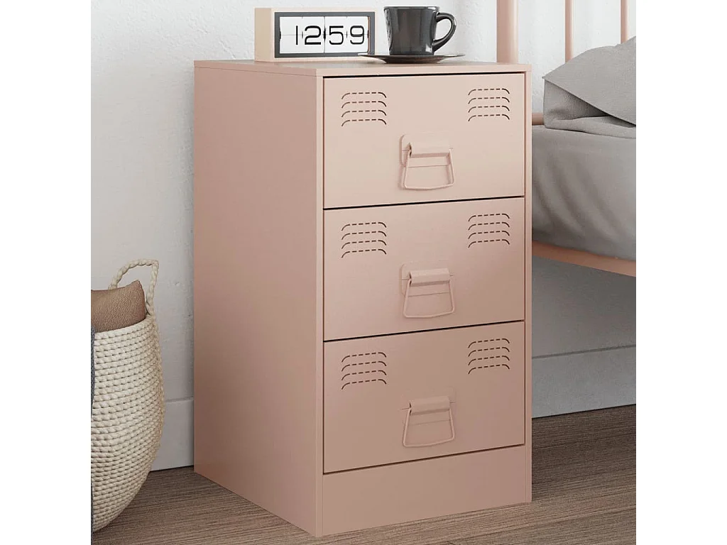 Hereford  Comodino Rosa 34,5x39x62 cm in Acciaio