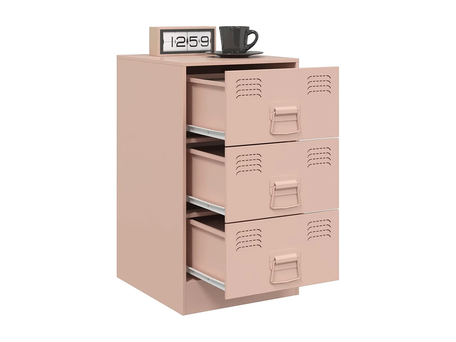 Hereford  Comodino Rosa 34,5x39x62 cm in Acciaio