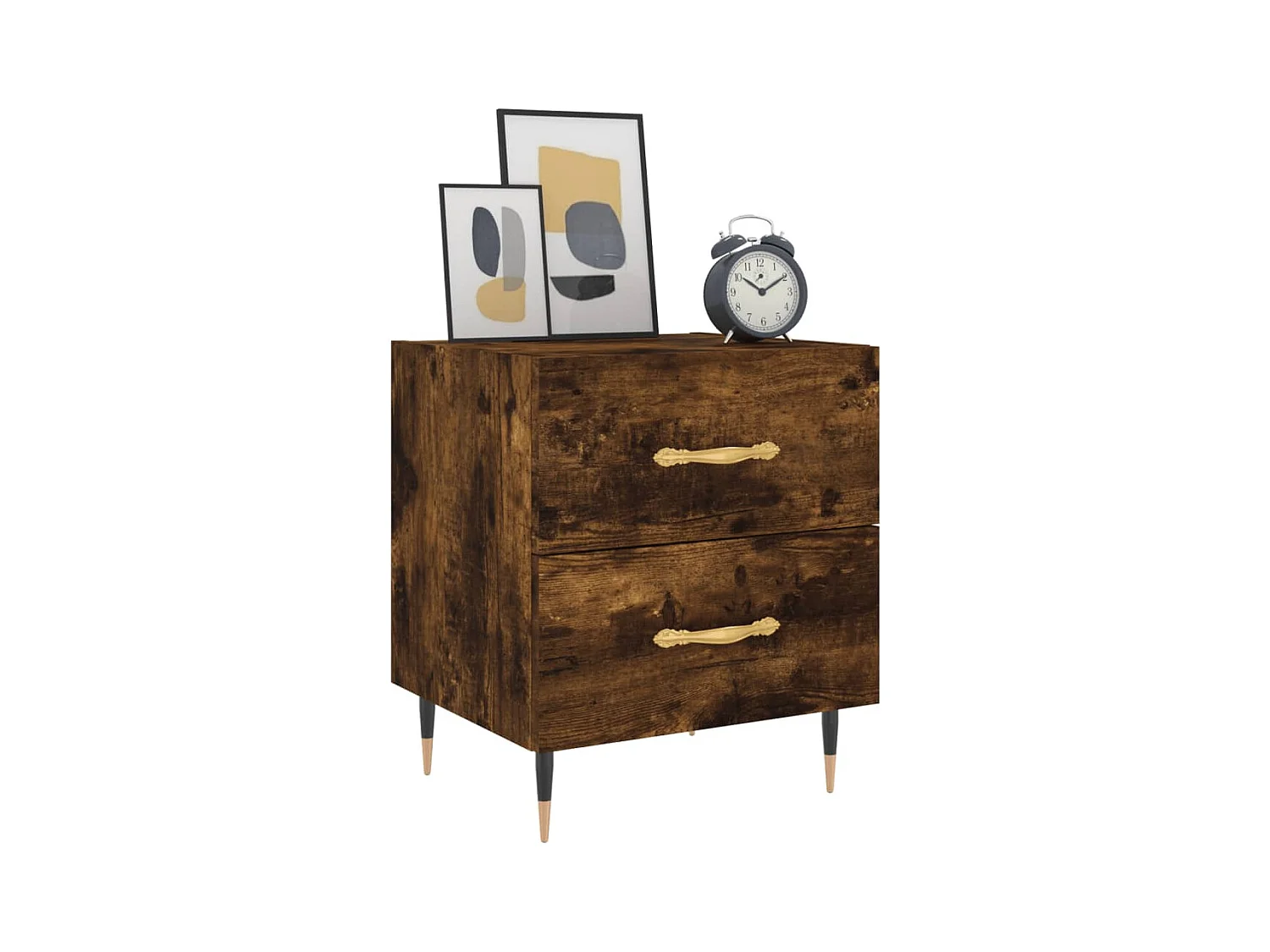 Leidir  Table de chevet chêne fumé 40x35x47,5 cm bois d’ingénierie