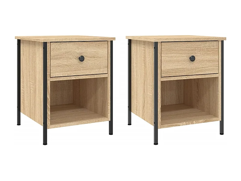 Tobia  Nachtkastjes 2 st 40x42x50 cm bewerkt hout sonoma eikenkleurig