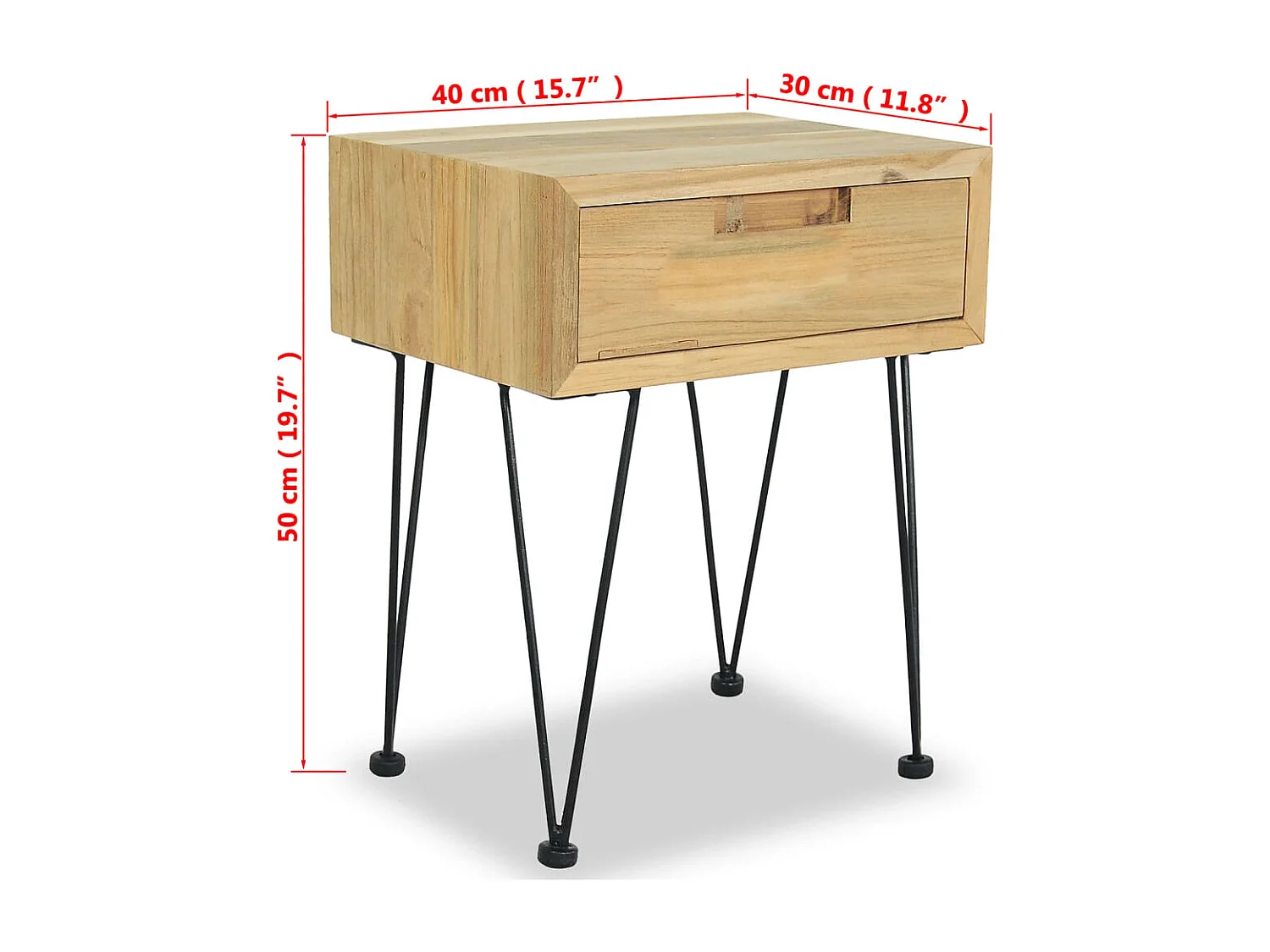 Garden Furniture -  Comodino 40x30x50 cm in Legno Massello di Teak