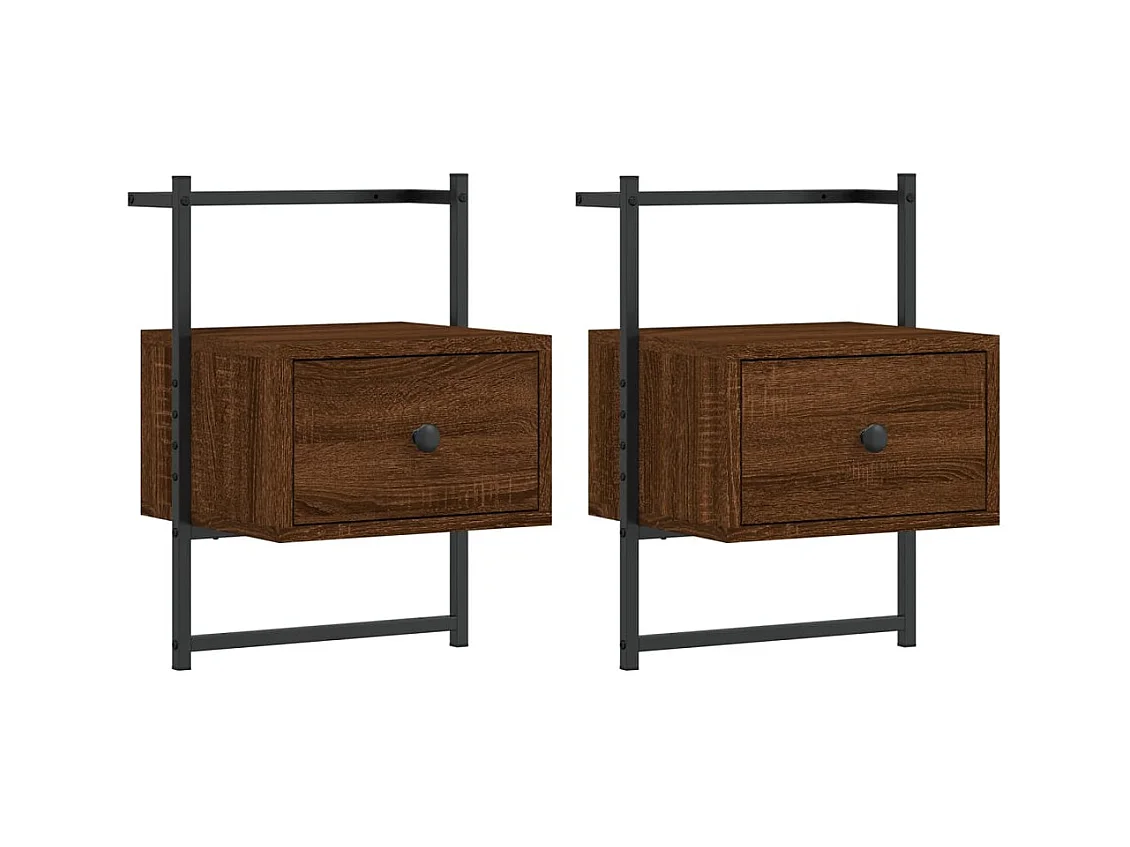 Nyra  Table de chevet murale 2 pcs chêne marron 35x30x51 cm