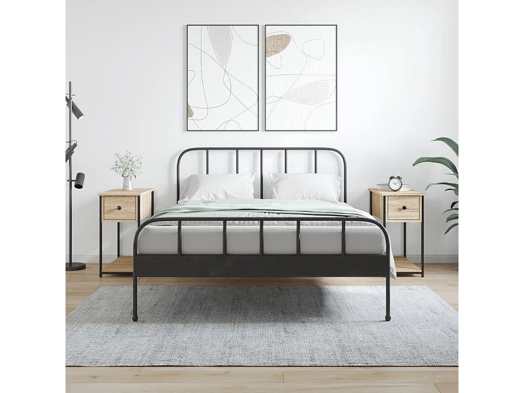 Thera  Mesitas noche 2 uds madera ingeniería roble Sonoma 30x60x60 cm