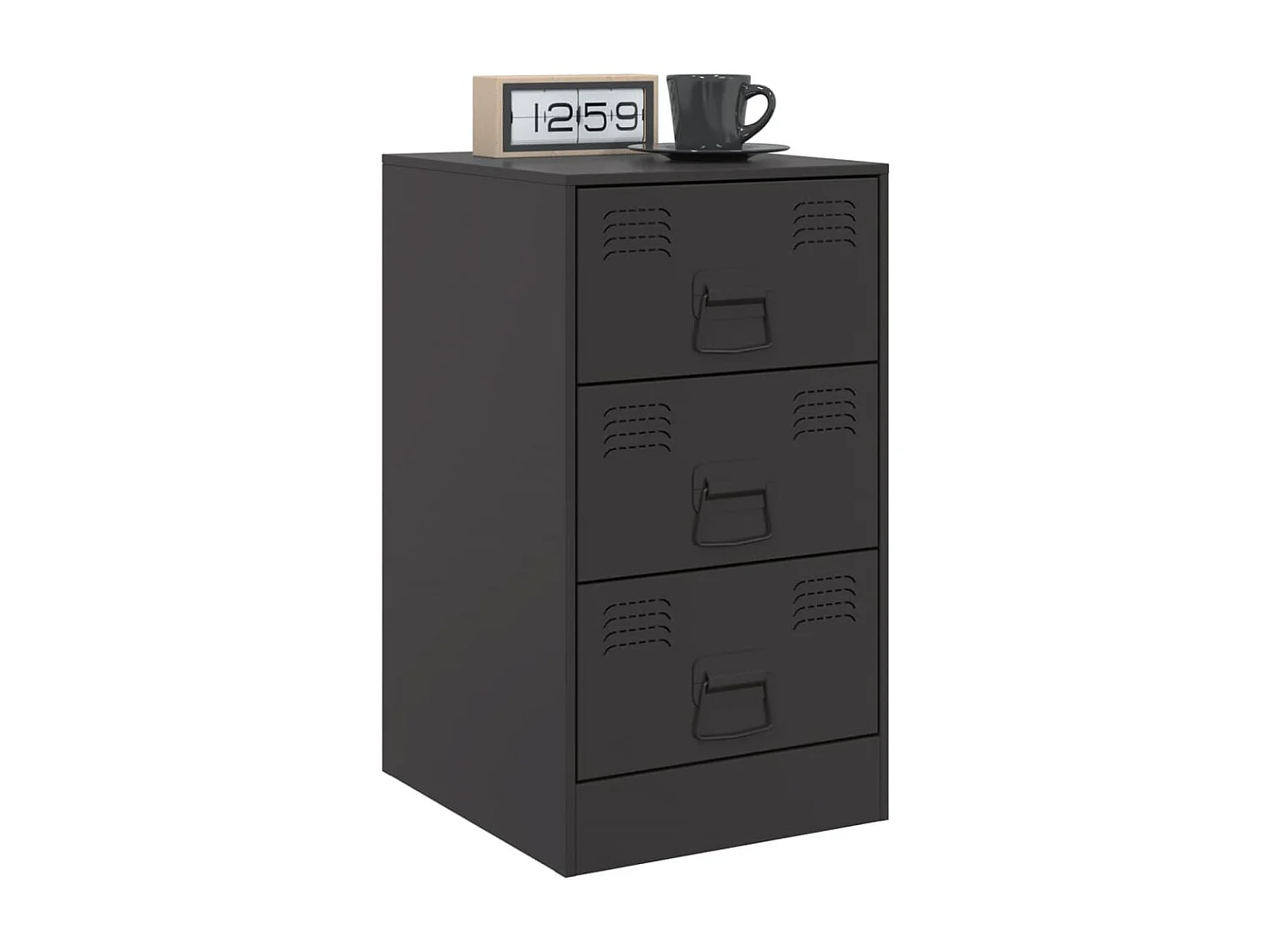 Hereford  Comodino Nero 34,5x39x62 cm in Acciaio