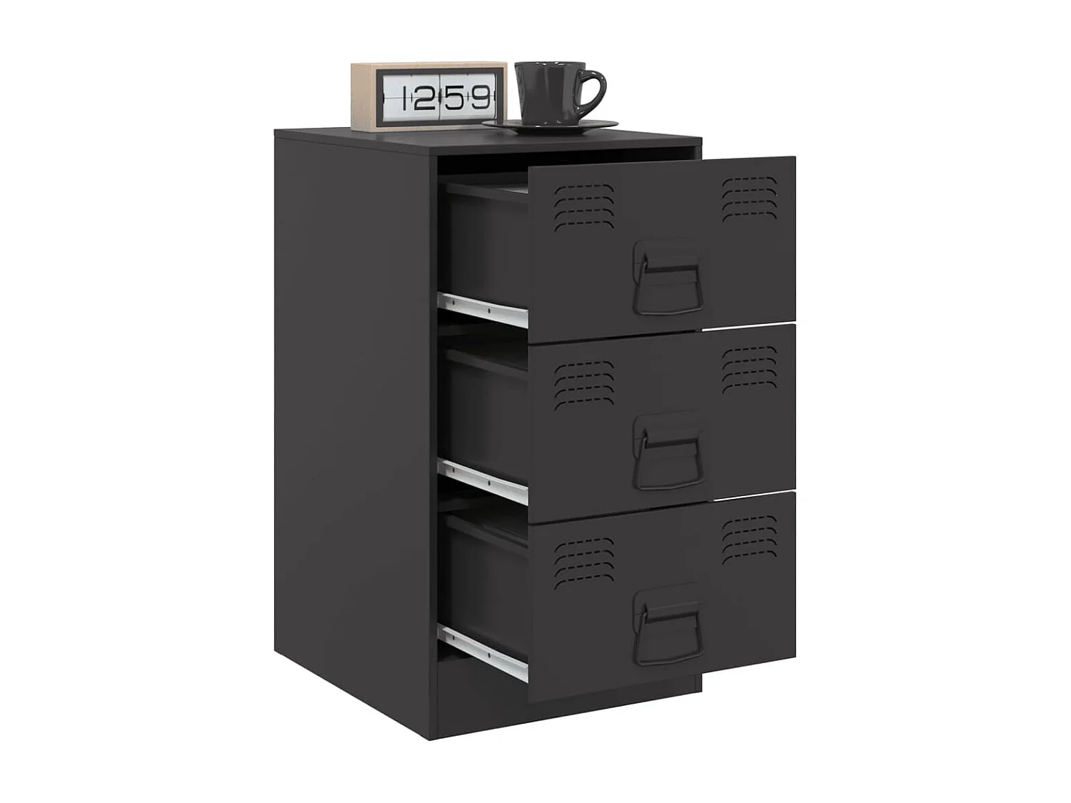 Hereford  Comodino Nero 34,5x39x62 cm in Acciaio