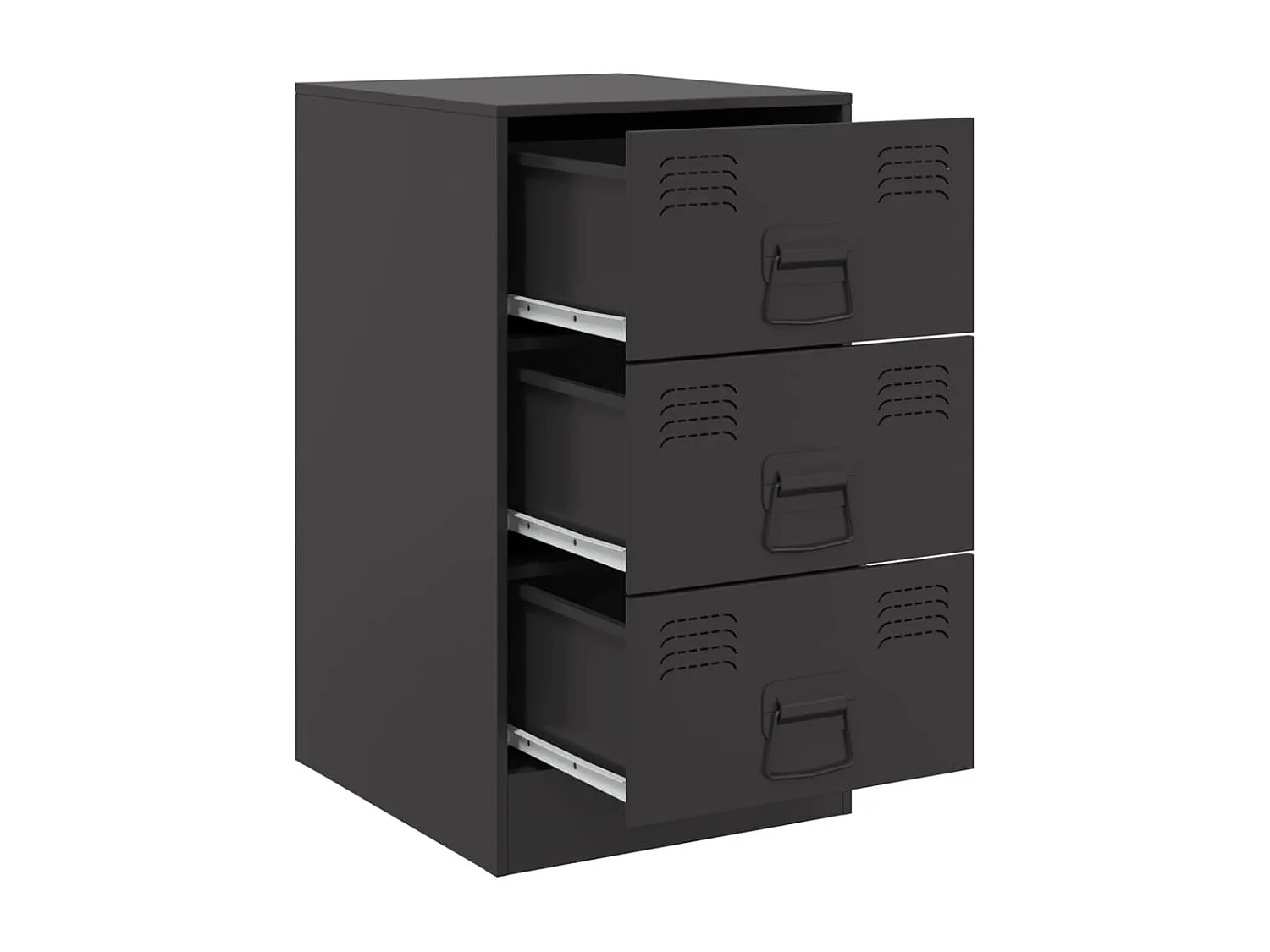 Hereford  Comodino Nero 34,5x39x62 cm in Acciaio