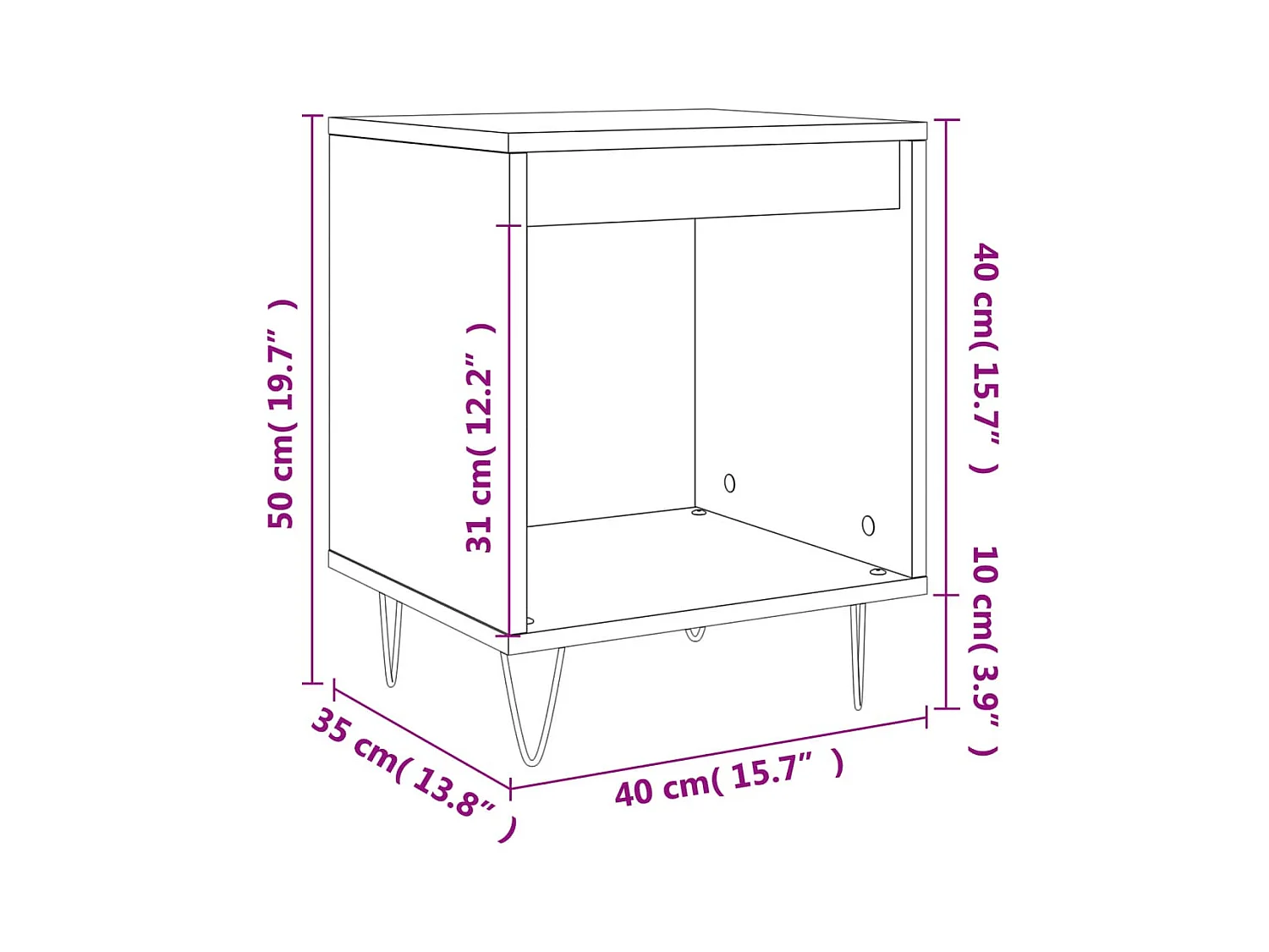 Sander  Tables de chevet 2 pcs blanc 40x35x50 cm bois d’ingénierie
