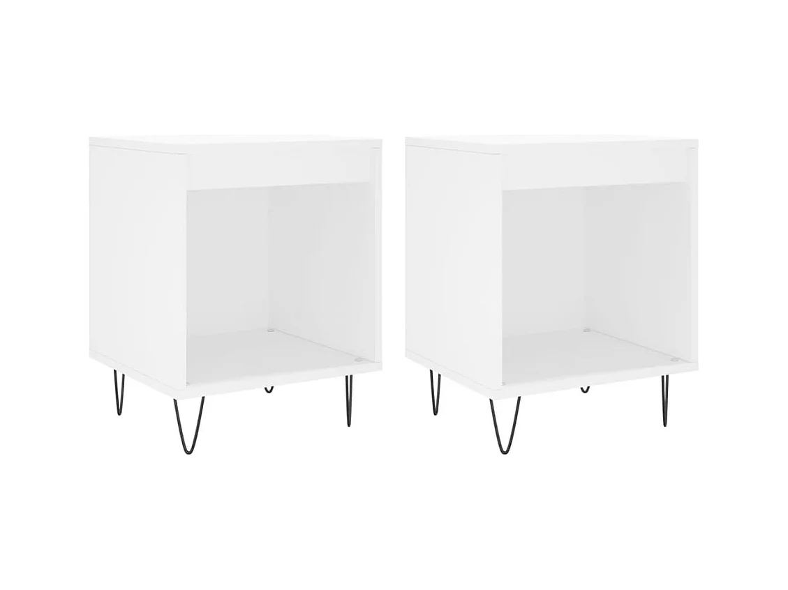 Sander  Tables de chevet 2 pcs blanc 40x35x50 cm bois d’ingénierie