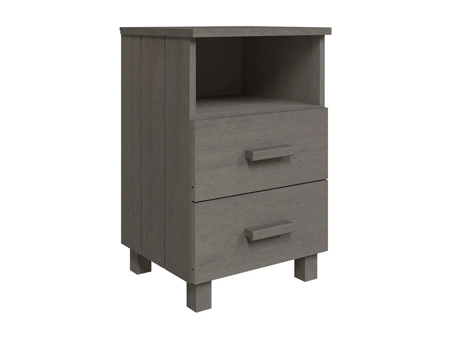 Calvino  Tables de chevet HAMAR 2 pcs Gris clair 40x35x62 cm Bois massif