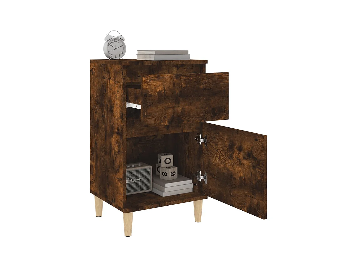 Bellevue  Table de chevet chêne fumé 40x35x70 cm