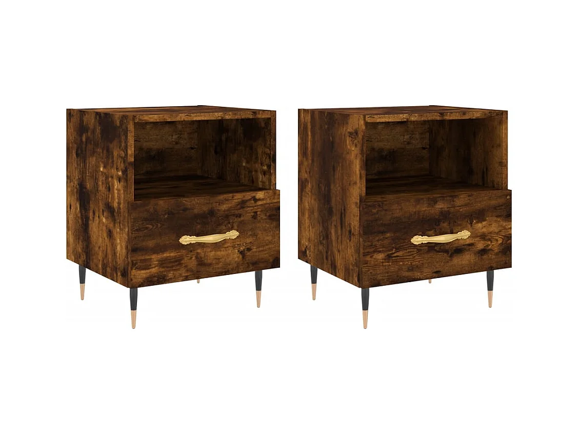 Porsgrunn  Tables de chevet 2pcs chêne fumé 40x35x47,5cm bois d’ingénierie