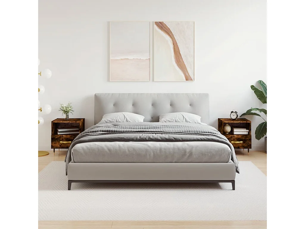 Porsgrunn  Tables de chevet 2pcs chêne fumé 40x35x47,5cm bois d’ingénierie