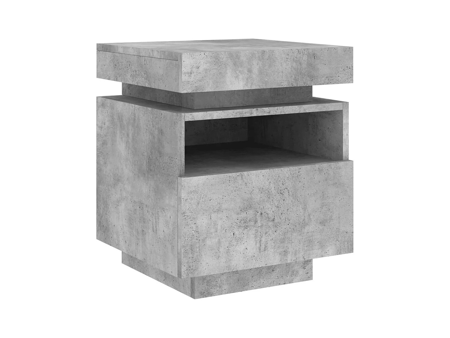 Josane  Armoire de chevet avec lumières LED gris béton 40x39x48,5 cm