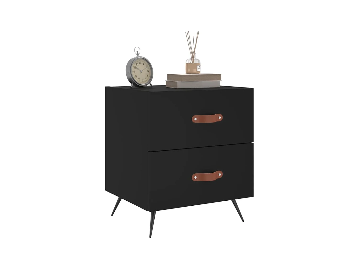 Yvella  Tables de chevet 2 pcs noir 40x35x47,5 cm bois d’ingénierie