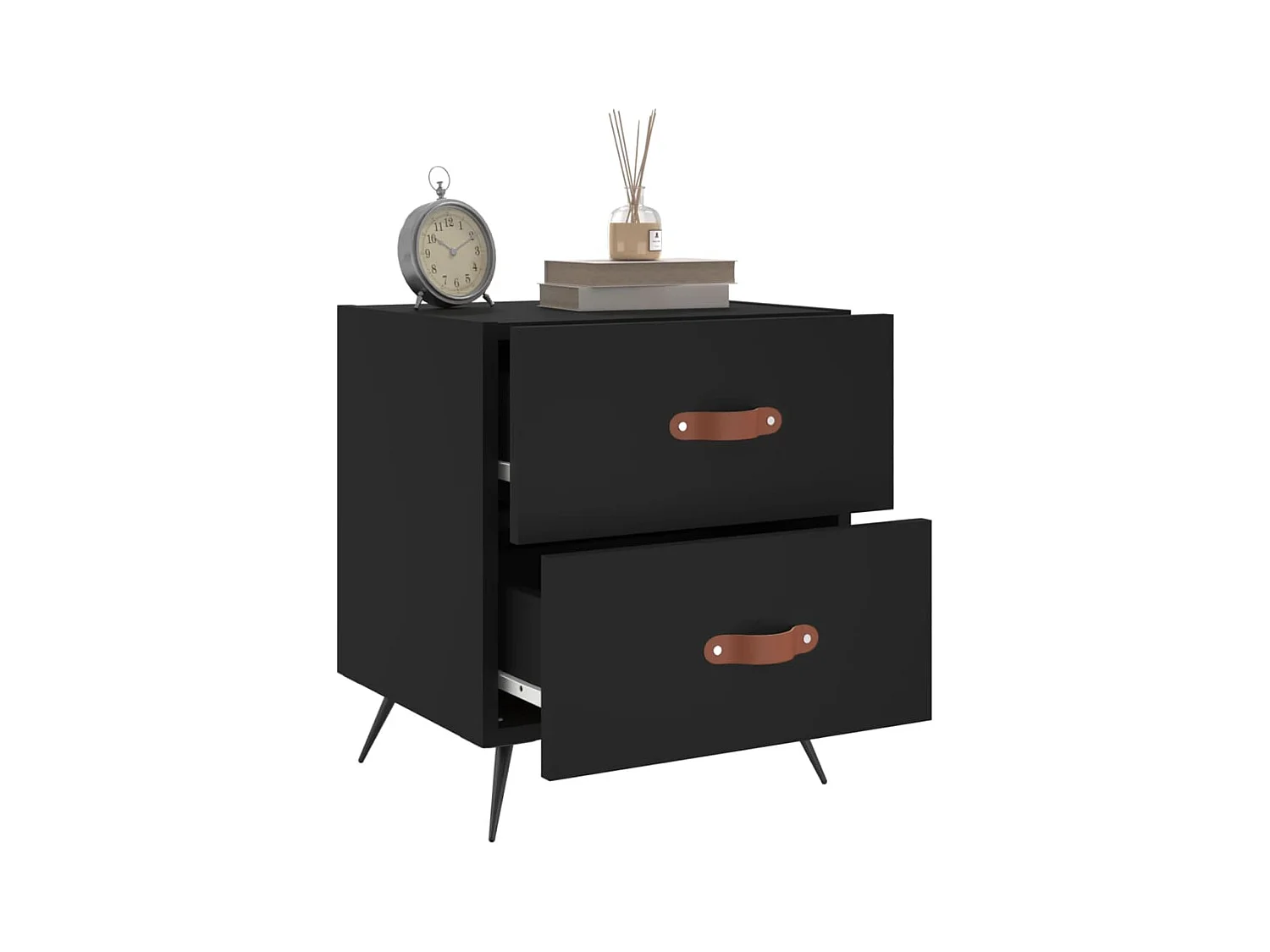 Yvella  Tables de chevet 2 pcs noir 40x35x47,5 cm bois d’ingénierie