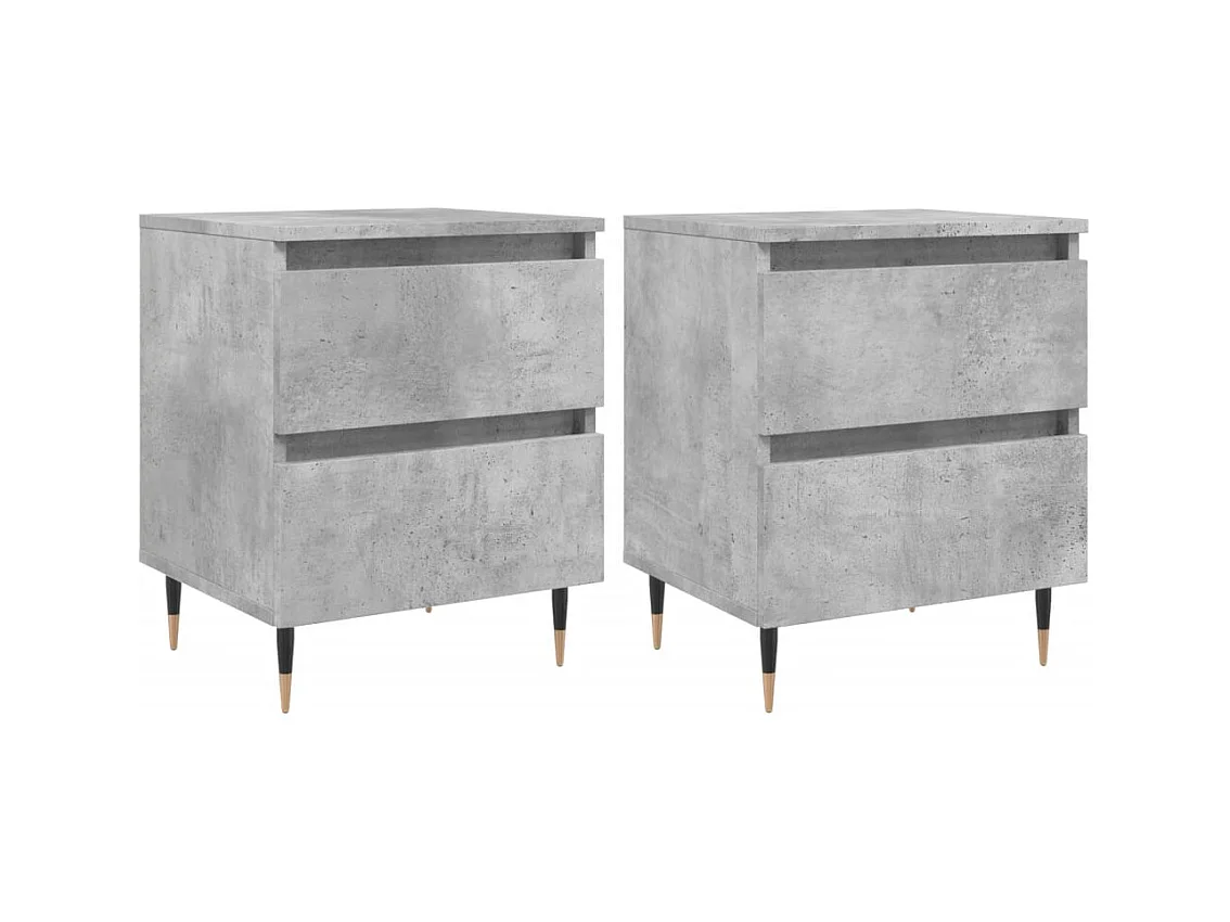 Tjeerd-Jan  Tables de chevet 2 pcs gris béton 40x35x50 cm bois d’ingénierie