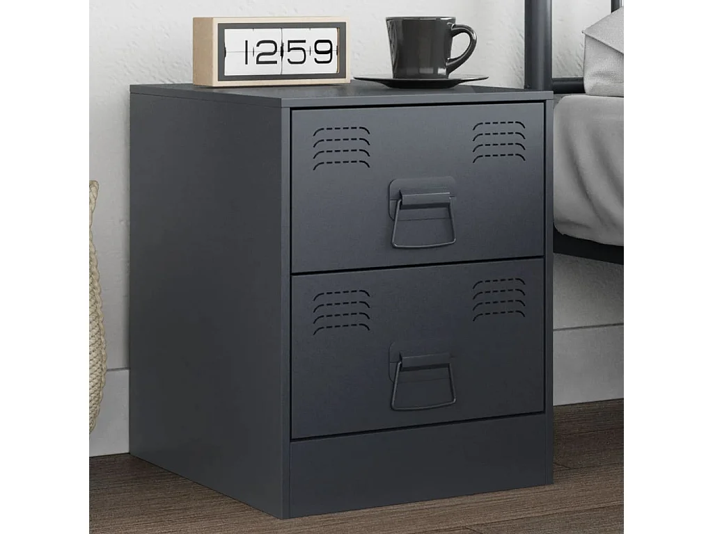 Groton  Table de chevet anthracite 34,5x39x44 cm acier