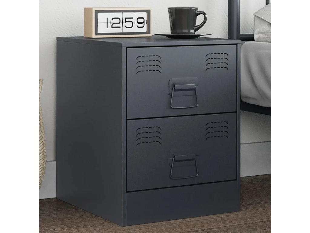 Groton  Comodino Antracite 34,5x39x44 cm in Acciaio