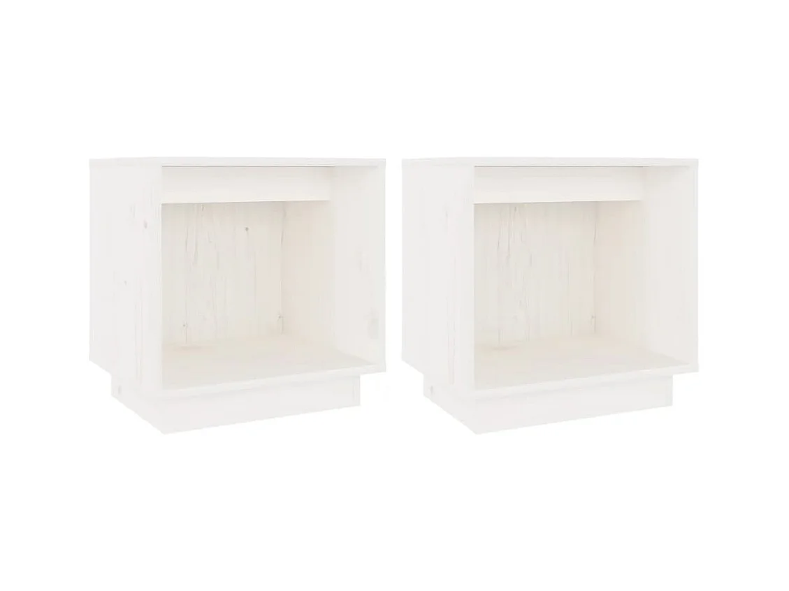 Kani  Tables de chevet 2 pcs Blanc 40x30x40 cm Bois de pin solide