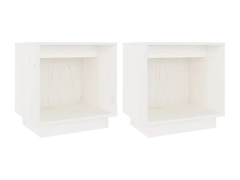 Kani  Nachtkastjes 2 st 40x30x40 cm massief grenenhout wit